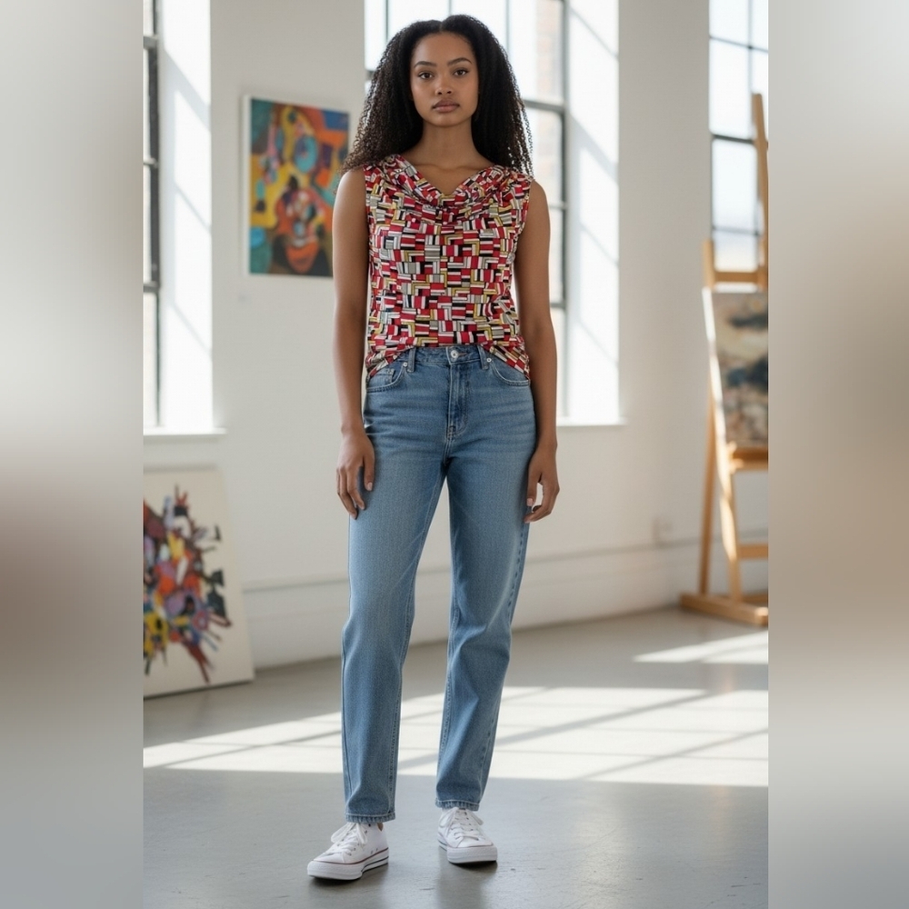 Geometric Patterned Women's Blouse